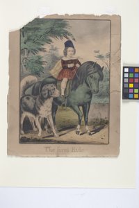 A Primeira Viagem (litografia colorida à mão) de N. and Ives J.M. (1824 95) Currier