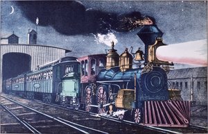 The Night Express, c.1860 (cor litho) de Currier and Ives