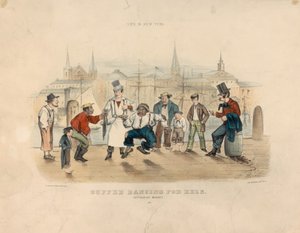 Cuffee Dancing for Eels - Catharine Market (Vida em Nova Iorque) de Currier and Ives