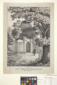Lafayette At The Tomb Of Washington (litografia colorida à mão)
