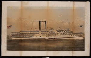 Paddle Steamer City of Troy Citizens Line Troy and Saratoga (litografia, a cores)