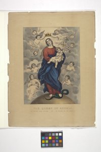 Rainha dos Anjos (litografia colorida à mão)
