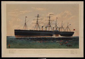O navio a vapor de ferro Great Eastern... Construído sob a direção de I K Brunel...