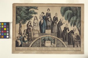 A Vida & Idade da Mulher/Etapas da Vida da Mulher desde o Berço até ao Túmulo (litografia colorida à mão)
