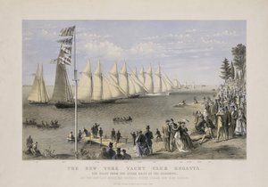 A regata do New York Yacht Club, c.1869 (litografia a cores) de Currier and Ives