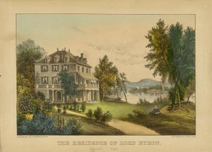 A Residência de Lord Byron (litografia colorida à mão) de Currier and Ives