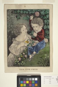Os Dois Animais de Estimação (litografia colorida à mão) de N. and Ives J.M. (1824 95) Currier