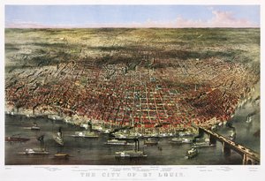A cidade de St. Louis, c.1874 (litografia a cores) de Currier and Ives