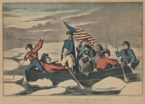 Washington Crossing the Delaware na noite anterior à Batalha de Trenton, 5 de dezembro de 1776 de Currier and Ives