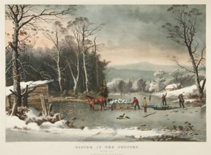 O Inverno no campo, a ficar gelado de Currier and Ives