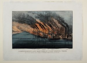Bombardeio e captura de Fort Henry, Tenn, c.1862 de N. and Ives, J.M. Currier