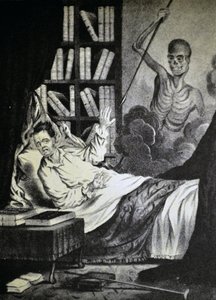Currier & Ives Ilustração do século XIX. O homem mau na hora da morte de N. and Ives, J.M. Currier