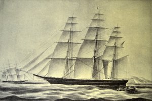 Currier & Ives Ilustração do século XIX. O navio de Clipper Hurricane de N. and Ives, J.M. Currier
