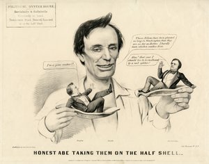 Honesto Abe Levando-os no Half Shell, 1860 de N. and Ives, J.M. Currier