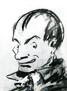 Caricatura de Charles Baudelaire (1821-67) (lápis sobre papel) (foto a p/b) de Nadar