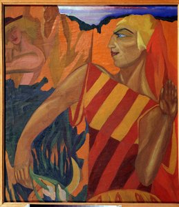 Medee - Figurinos para o Ballet O Tosão de Ouro (Medea. Figurinos para o Ballet O Tosão de Ouro) - Pintura de Nadhezhda Vladimirovna Lermontova (1885-1921), óleo sobre tela de Nadezhda Vladimirovna Lermontova