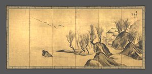 Paisagens com os letrados chineses Su Shi e Tao Qian de Nagasawa Rosetsu