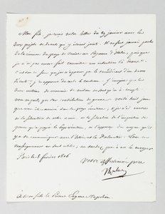 Carta assinada de Napoleão para seu enteado, Príncipe Eugène de Beauharnais Napoleão de Napoleon Bonaparte