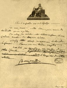 Carta do primeiro cônsul Napoleão Bonaparte ao Conde de Provence, 6 de setembro de 1800, 1921.