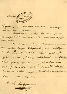 Carta de Napoleão a Le Saucquer, secretário de guerra, 3 de junho de 1791, 1921.