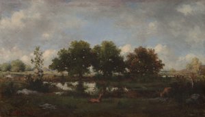 Paisagem florestal com veados de Narcisse Virgile Diaz de la Peña