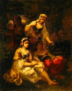 Quatro donzelas espanholas, c.1844-60 (óleo sobre painel)