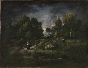 Paisagem florestal com apanhadores de lenha de Narcisse Virgile Diaz de la Peña