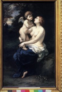 "Vénus com Cupido no colo". Pintura de Narciso Virgilio Diaz de la Pena (1807-1876) Museu de Belas Artes Pushkin do século XIX, Moscovo