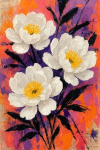 Flores de peônia em estilo abstrato de Natalie Bruns