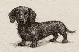 Desenho de um dachshund atento de Natalie Bruns