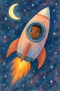 Foguete infantil a voar pelo espaço de Natalie Bruns