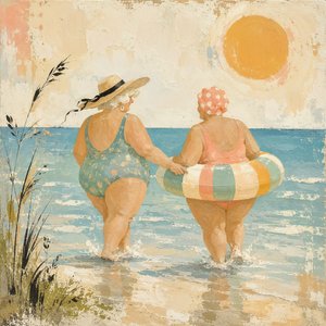 Passeio alegre pela praia