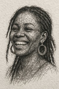 Dreadlocks alegres e sorridentes de Natalie Bruns