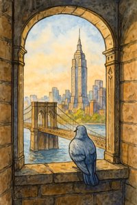 A vista de Nova Iorque do Pigeon de Natalie Bruns