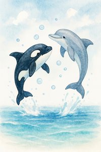Golfinho brincalhão e orca de Natalie Bruns