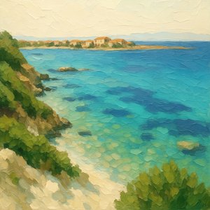 Costa serena de águas turquesa