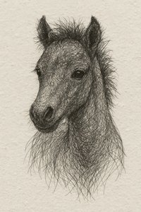 Retrato de um potro de pêlo comprido de Natalie Bruns