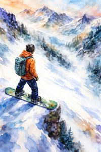 A vista da montanha do praticante de snowboard de Natalie Bruns