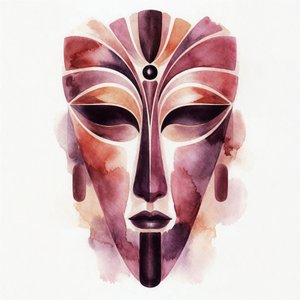 Máscara Espiritual em Aquarela