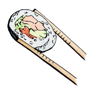 Rolo de sushi com pauzinhos de Natalie Bruns