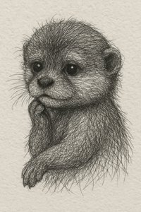 A lontra bebé pensativa de Natalie Bruns