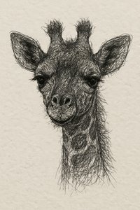 Retrato de uma girafa bebé em papel artesanal de Natalie Bruns