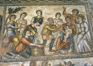 Mosaico romano na villa Casa de Aion de Nathan Benn