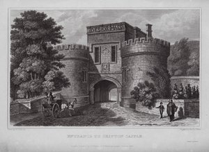 Entrada ao Castelo de Skipton (gravação) de Nathaniel (after) Whittock