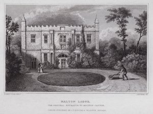 Malton Lodge, a Entrada Original do Castelo de Malton (gravura) de Nathaniel (after) Whittock