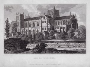 Rippon Minster (gravura) de Nathaniel (after) Whittock