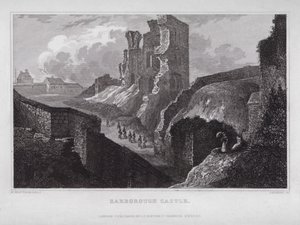 Castelo de Sarborough (gravura) de Nathaniel (after) Whittock