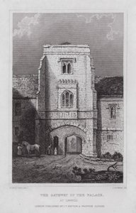 A Porta do Palácio, em Cawood (gravura) de Nathaniel (after) Whittock