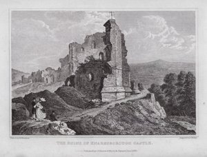 As Ruínas do Castelo de Knaresborough (gravura) de Nathaniel (after) Whittock