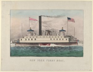 Ferry Boat de Nova York, ca. 1860-65., c. 1860-65. Criadores: Nathaniel Currier, James Merritt Ives, Currier e Ives. de Currier and Ives